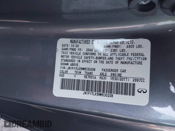 2021 Infiniti Q60 Red Sport 400 с VIN JN1FV7LK5MM530208, выставлен на аукционе IAAI как лот 41413951 с пробегом 51 895 миль миль и . История ставок и продаж доступна на DreamBid. Изображение 9.