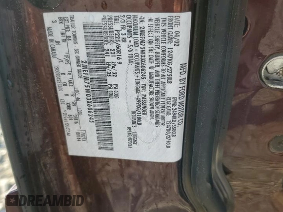 2003 Mercury Grand Marquis LS Premium with VIN 2MEFM75W03X606245, listed as a Copart auction lot 50795125 with 207,117 mi miles and Salvage Title. Bid and sale history available at DreamBid. Image 12.