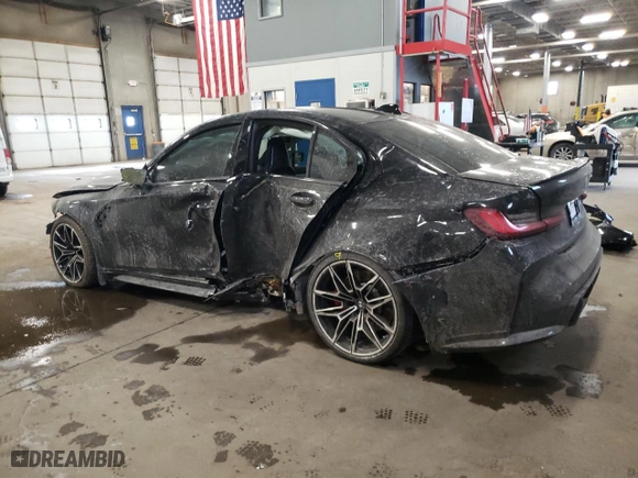 2022 BMW M3 with VIN WBS53AY00NFM52065, listed as a Copart auction lot 44379945 with 0 mi miles and Salvage Title. Bid and sale history available at carsss.com. Image 2.