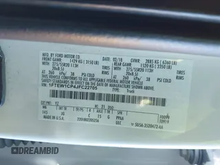 2018 Ford F-150 XL with VIN 1FTEW1CP4JFC22705, listed as a IAAI auction lot 41330404 with 179,918 mi miles. Bid and sale history available at carsss.com. Image 9.