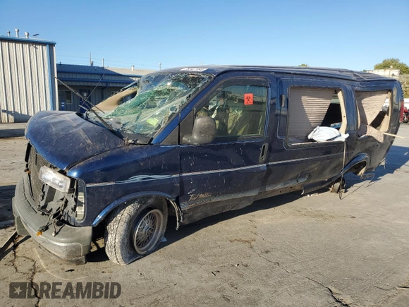 2000 GMC Savana Cargo Van RV Conversion with VIN 1GDFG15M4Y1140397, listed as a Copart auction lot 76347184 with 0 mi miles and Salvage Title. Bid and sale history available at carsss.com. Image 1.