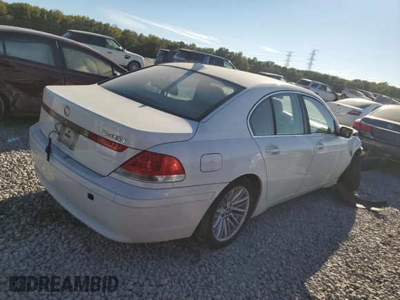 2004 BMW 7 Series 745i with VIN WBAGL63484DP68795, listed as a Copart auction lot 77201084 with 134,044 mi miles and Salvage Title. Bid and sale history available at DreamBid. Image 3.