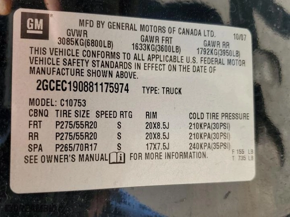 2008 Chevrolet Silverado 1500 LT w/2LT with VIN 2GCEC190881175974, listed as a Copart auction lot 51721825 with 199,809 mi miles and Clean Title. Bid and sale history available at carsss.com. Image 12.