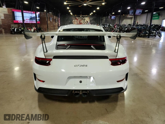 2019 Porsche 911 GT3 RS with VIN WP0AF2A94KS165326, listed as a Copart auction lot 76881844 with 9,991 mi miles and Salvage Title. Bid and sale history available at DreamBid. Image 4.