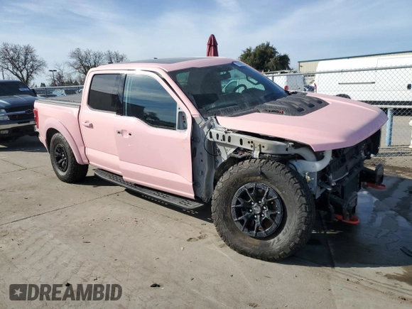 2023 Ford F-150 Raptor with VIN 1FTFW1RJ7PFA73609, listed as a Copart auction lot 45202695 with 22,974 mi miles and Salvage Title. Bid and sale history available at DreamBid. Image 4.