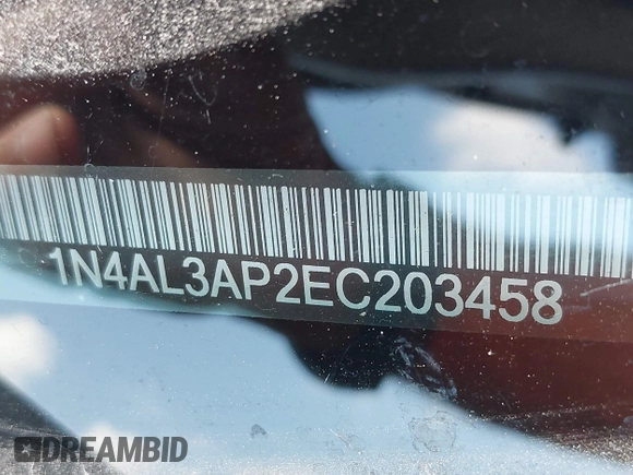2014 Nissan Altima SL with VIN 1N4AL3AP2EC203458, listed as a IAAI auction lot 41417691 with 190,985 mi miles and . Bid and sale history available at DreamBid. Image 9.