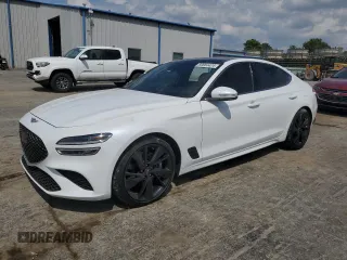 2022 Genesis G70 3.3T with VIN KMTG54TE7NU100743, listed as a Copart auction lot 71376494 with 23,561 mi miles and Salvage Title. Bid and sale history available at carsss.com. Image 1.