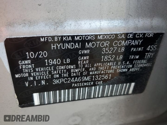 2021 Hyundai Accent SE with VIN 3KPC24A69ME132561, listed as a Copart auction lot 64632985 with 62,314 mi miles and Clean title. Bid and sale history available at DreamBid. Image 12.