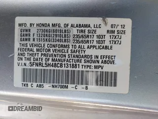 2012 Honda Odyssey EX with VIN 5FNRL5H48CB131881, listed as a IAAI auction lot 41822159 with 354,718 mi miles and . Bid and sale history available at DreamBid. Image 9.