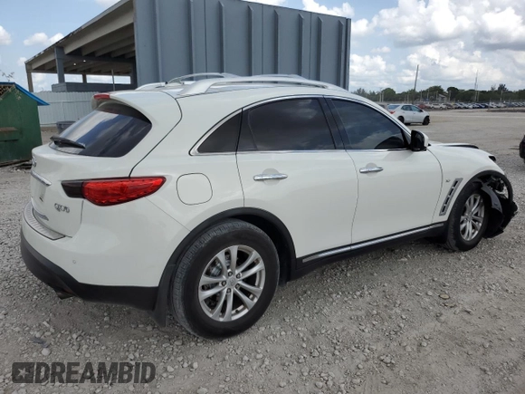 2014 Infiniti QX70 with VIN JN8CS1MU5EM450385, listed as a Copart auction lot 60201735 with 196,097 mi miles and Salvage title. Bid and sale history available at DreamBid. Image 3.