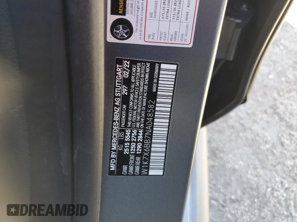 2022 Mercedes-Benz AMG GT 53 z VIN W1K7X6BB7NA048582, wystawiony jako Copart lot #78162504 z przebiegiem Nie podano mil oraz Szkoda całkowita • Salvage title. Historia ofert i sprzedaży dostępna na DreamBid. Obrazek 12.