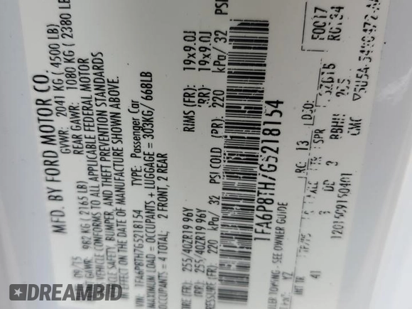 2016 Ford Mustang EcoBoost z VIN 1FA6P8TH7G5218154, wystawiony jako Copart lot #55963675 z przebiegiem 76 873 mil mil oraz Szkoda całkowita • Salvage title. Historia ofert i sprzedaży dostępna na DreamBid. Obrazek 13.