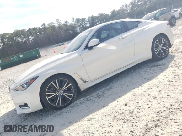 2021 Infiniti Q60 Luxe with VIN JN1EV7KK0MM410099, listed as a Copart auction lot 48942315 with 34,017 mi miles and Salvage Title. Bid and sale history available at DreamBid. Image 1.