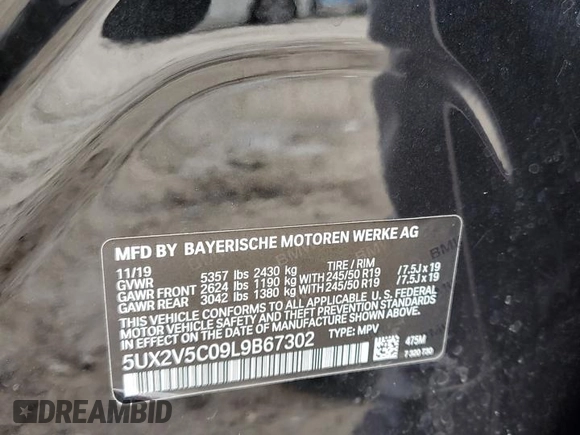 2020 BMW X4 M40i z VIN 5UX2V5C09L9B67302, wystawiony jako Copart lot #70640334 z przebiegiem Nie podano mil oraz Szkoda całkowita • Salvage title. Historia ofert i sprzedaży dostępna na DreamBid. Obrazek 13.