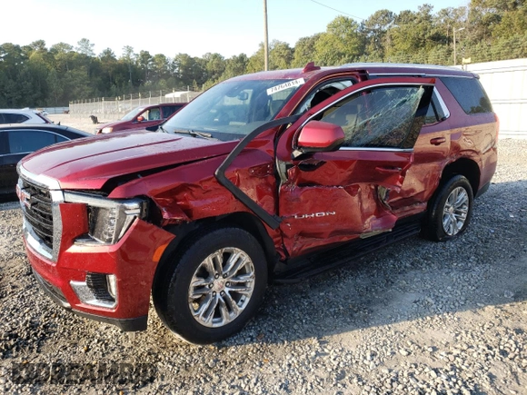 2021 GMC Yukon SLE with VIN 1GKS1AKD6MR200592, listed as a Copart auction lot 74764814 with 61,904 mi miles and Salvage Title. Bid and sale history available at carsss.com. Image 1.