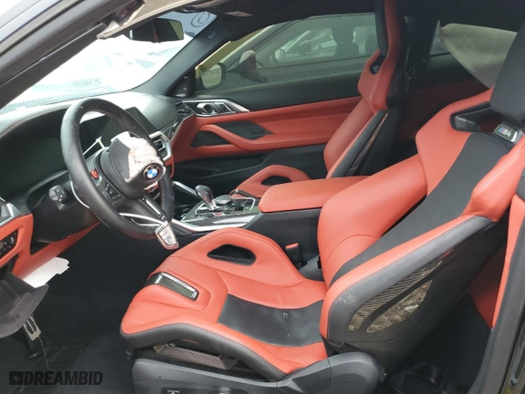 2023 BMW M4 Competition with VIN WBS33AZ05PCM90580, listed as a Copart auction lot 69255834 with 0 mi miles and Salvage Title. Bid and sale history available at carsss.com. Image 7.