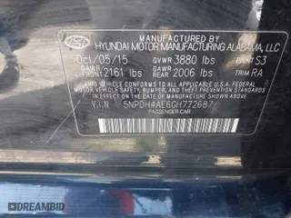 2016 Hyundai Elantra SE with VIN 5NPDH4AE6GH772687, listed as a IAAI auction lot 41870955 with 103,488 mi miles. Bid and sale history available at carsss.com. Image 9.