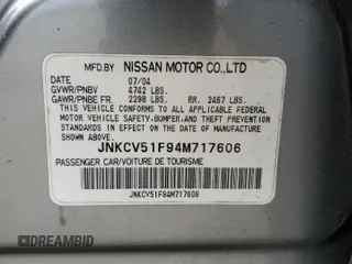 2004 Infiniti G35 w/Leather with VIN JNKCV51F94M717606, listed as a Copart auction lot 74712714 with 197,420 mi miles and Salvage Title. Bid and sale history available at DreamBid. Image 14.