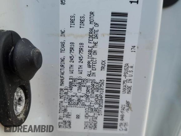 2023 Toyota Tundra SR with VIN 5TFKB5DB4PX107565, listed as a Copart auction lot 78271874 with Not provided miles and Non repairable. Bid and sale history available at DreamBid. Image 13.
