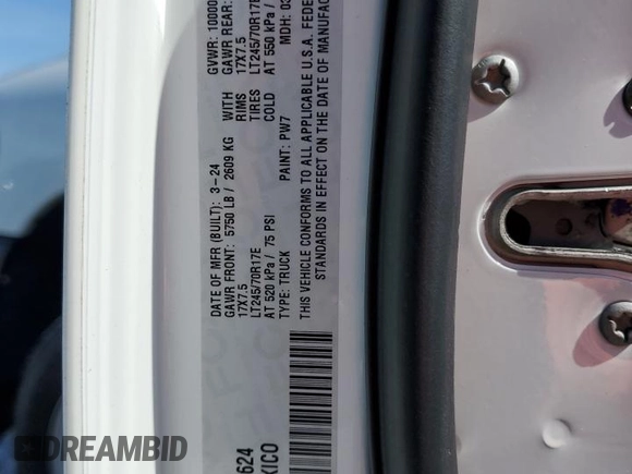 2024 Ram 2500 Tradesman with VIN 3C6UR5CL9RG276624, listed as a Copart auction lot 43788905 with 4,654 mi miles and Salvage Title. Bid and sale history available at carsss.com. Image 12.