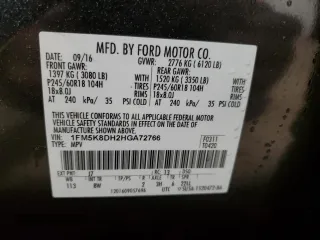 2017 Ford Explorer XLT z VIN 1FM5K8DH2HGA72766, wystawiony jako Copart lot #57585945 z przebiegiem 93 188 mil mil oraz Czysty tytuł • Clean title. Historia ofert i sprzedaży dostępna na DreamBid. Obrazek 14.
