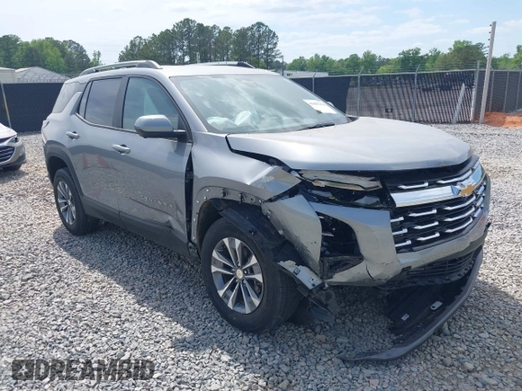 2025 Chevrolet Equinox FWD LT with VIN 3GNAXHEG6SL216940, listed as a IAAI auction lot 42087478 with 8,677 mi miles. Bid and sale history available at carsss.com. Image 1.