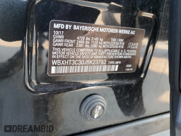 2018 BMW X1 xDrive28i with VIN WBXHT3C30J5K23793, listed as a Copart auction lot 42944555 with 72,250 mi miles and Salvage Title. Bid and sale history available at carsss.com. Image 13.