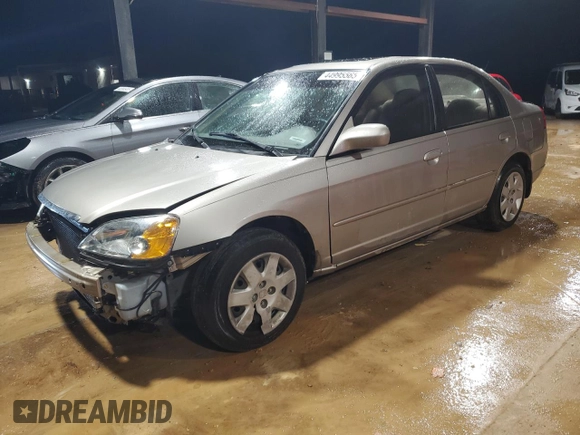 2001 Honda Civic EX with VIN 1HGES26761L014714, listed as a Copart auction lot 44995565 with 221,595 mi miles and Salvage Title. Bid and sale history available at carsss.com. Image 1.