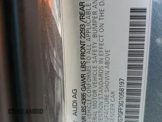 2016 Audi A3 z VIN WAUG7GFF3G1058197, wystawiony jako Copart lot #57542724 z przebiegiem 86 684 mil mil oraz Szkoda całkowita • Salvage title. Historia ofert i sprzedaży dostępna na DreamBid. Obrazek 12.