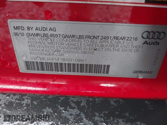 2011 Audi A3 2.0 TDI Premium Plus with VIN WAUKJAFM1BA010861, listed as a IAAI auction lot 41194757 with 115,273 mi miles. Bid and sale history available at carsss.com. Image 9.