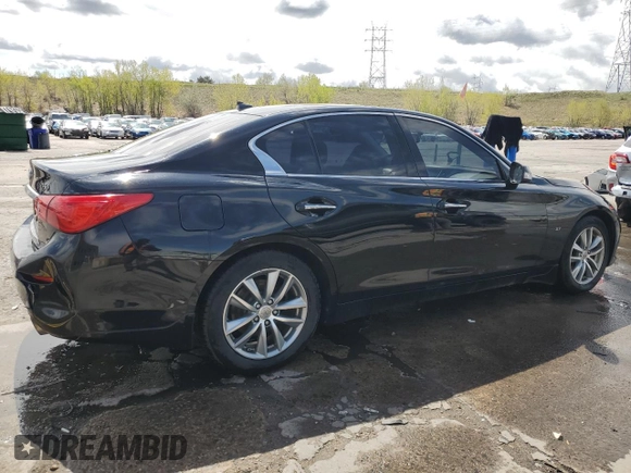 2014 Infiniti Q50 Sport with VIN JN1BV7AR2EM700296, listed as a Copart auction lot 55527025 with 142,878 mi miles and Salvage title. Bid and sale history available at DreamBid. Image 3.