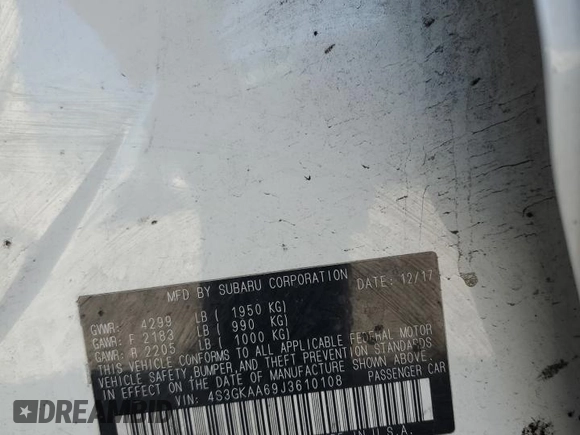 2018 Subaru Impreza with VIN 4S3GKAA69J3610108, listed as a Copart auction lot 54722525 with 126,976 mi miles and Salvage title. Bid and sale history available at DreamBid. Image 13.