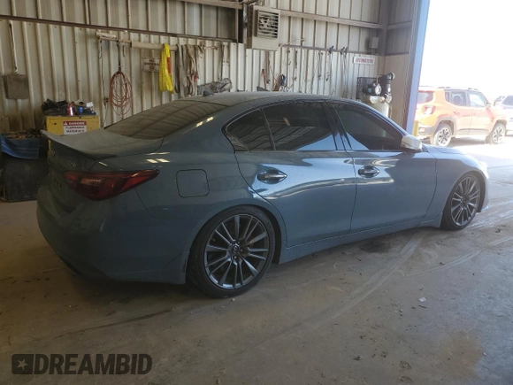 2021 Infiniti Q50 Red Sport 400 with VIN JN1FV7DR8MM881044, listed as a Copart auction lot 49596795 with 47,460 mi miles and Clean title. Bid and sale history available at DreamBid. Image 3.