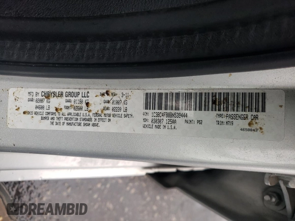 2011 Chrysler 200 LX with VIN 1C3BC4FB8BN539444, listed as a Copart auction lot 44585825 with 169,310 mi miles and Salvage Title. Bid and sale history available at carsss.com. Image 12.