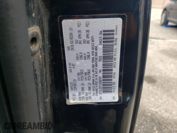1997 Dodge Dakota with VIN 1B7GL23Y1VS266707, listed as a Copart auction lot 52206055 with 150,367 mi miles and Salvage Title. Bid and sale history available at carsss.com. Image 14.