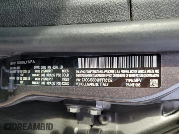 2017 Jeep Renegade Latitude with VIN ZACCJBBB9HPF65132, listed as a Copart auction lot 44997795 with 98,206 mi miles and Clean Title. Bid and sale history available at carsss.com. Image 13.