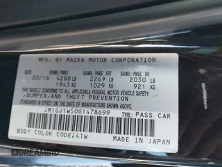 2016 Mazda 6 i Grand Touring with VIN JM1GJ1W50G1478699, listed as a IAAI auction lot 41711211 with 208,720 mi miles and . Bid and sale history available at DreamBid. Image 9.