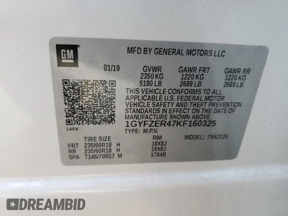 2019 Cadillac XT4 FWD Sport with VIN 1GYFZER47KF160325, listed as a Copart auction lot 50920065 with 56,902 mi miles and Non repairable. Bid and sale history available at DreamBid. Image 15.