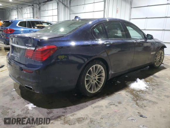 2015 BMW 7 Series 750i xDrive with VIN WBAYB6C57FD965931, listed as a Copart auction lot 44422205 with 100,702 mi miles and Salvage title. Bid and sale history available at DreamBid. Image 3.