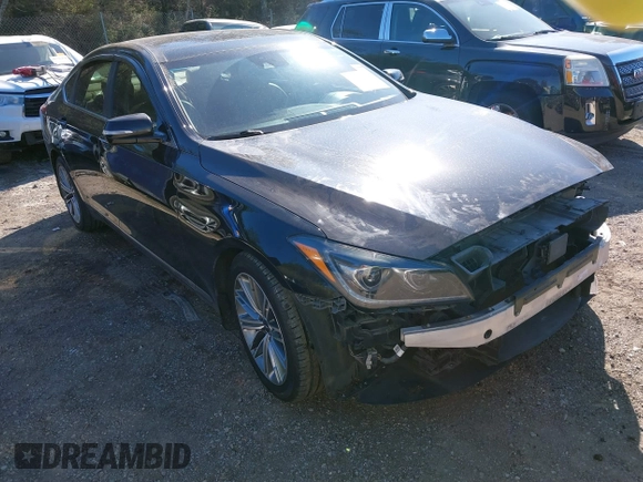 2018 Genesis G80 3.8L with VIN KMHGN4JE0JU265072, listed as a IAAI auction lot 41596549 with 121,502 mi miles. Bid and sale history available at carsss.com. Image 1.