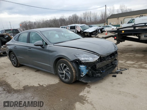 2022 Hyundai Sonata Hybrid Blue with VIN KMHL24JJ2NA037604, listed as a Copart auction lot 41190964 with 16,490 mi miles and Salvage Title. Bid and sale history available at carsss.com. Image 4.