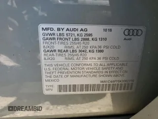 2019 Audi SQ5 Prestige with VIN WA1C4AFY5K2002770, listed as a Copart auction lot 74011544 with 122,578 mi miles and Clean Title. Bid and sale history available at DreamBid. Image 13.