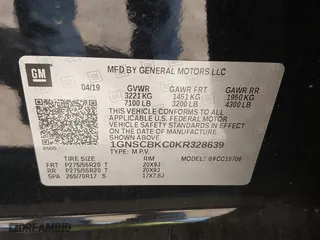 2019 Chevrolet Tahoe LT with VIN 1GNSCBKC0KR328639, listed as a IAAI auction lot 41740284 with 111,734 mi miles. Bid and sale history available at carsss.com. Image 9.
