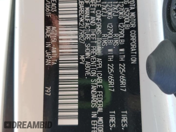 2019 Lexus NX 300 with VIN JTJBARBZ9K2179827, listed as a Copart auction lot 53419195 with 59,763 mi miles and Salvage Title. Bid and sale history available at DreamBid. Image 15.