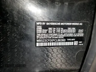 2023 BMW iX xDrive50 with VIN WB523CF0XPCL86360, listed as a Copart auction lot 87999875 with 45,581 mi miles and Salvage Title. Bid and sale history available at carsss.com. Image 13.