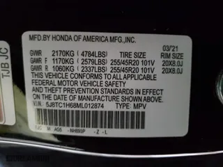 2021 Acura RDX w/A-Spec Package with VIN 5J8TC1H68ML012874, listed as a Copart auction lot 44757175 with 53,503 mi miles and Salvage Title. Bid and sale history available at carsss.com. Image 14.