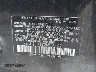 2010 Subaru Forester X Limited with VIN JF2SH6DC2AH790642, listed as a IAAI auction lot 41973971 with Not Provided miles and . Bid and sale history available at DreamBid. Image 9.