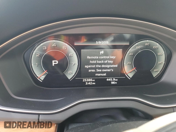 2023 Audi Q5 Premium Plus with VIN WA1BBAFY1P2004265, listed as a Copart auction lot 56479045 with 25,386 mi miles and Salvage title. Bid and sale history available at DreamBid. Image 9.
