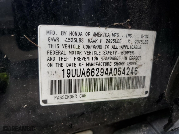 2004 Acura TL with VIN 19UUA66294A054246, listed as a Copart auction lot 51776835 with 0 mi miles and Salvage Title. Bid and sale history available at carsss.com. Image 12.