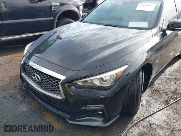 2020 Infiniti Q50 Red Sport 400 with VIN JN1FV7AR3LM660552, listed as a IAAI auction lot 41477949 with 53,392 mi miles and . Bid and sale history available at carsss.com. Image 6.